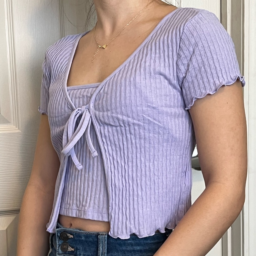 Purple frilly top